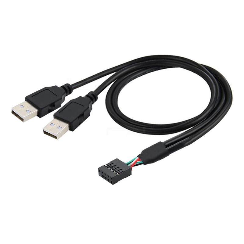Motherboard 9Pin 10Pin Female Housing to Dual USB 2.0 Male Type-A Cable 50cm gallery