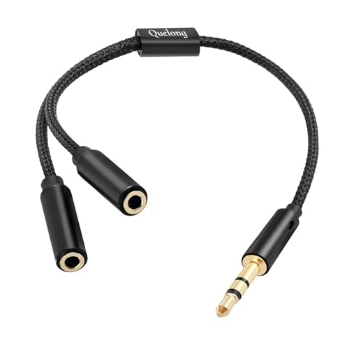 1Pcs Headphone Splitter, Dual Headphone Nylon Braided Extension Cable, Hi-Fi