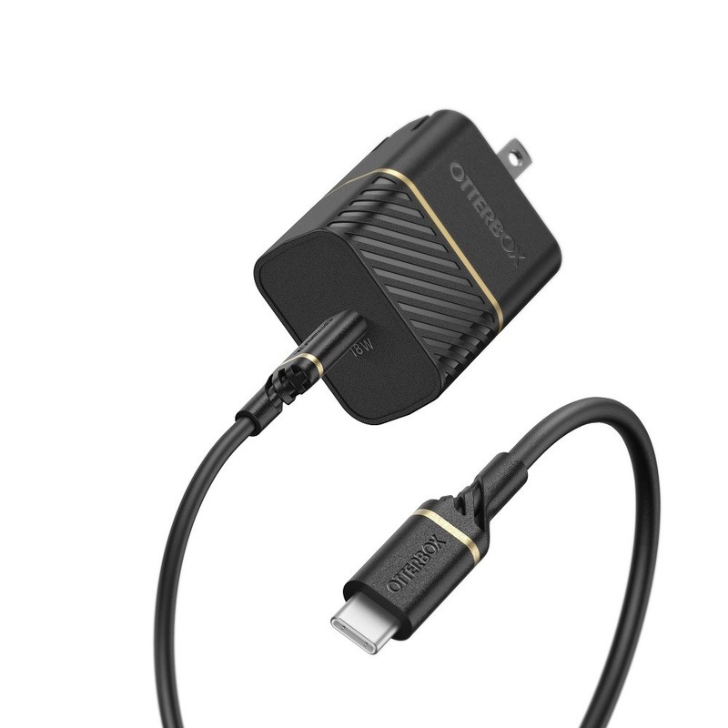 OtterBox USB-C to USB-C Fast Charge Wall Charging Kit 18W – Black Shimmer