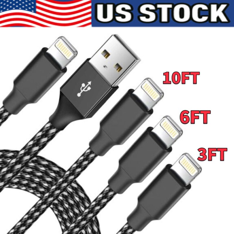 3 Pack Fast Charger Cable Heavy Duty For iPhone 13 12 11 X XR 8 7 Charging Cord