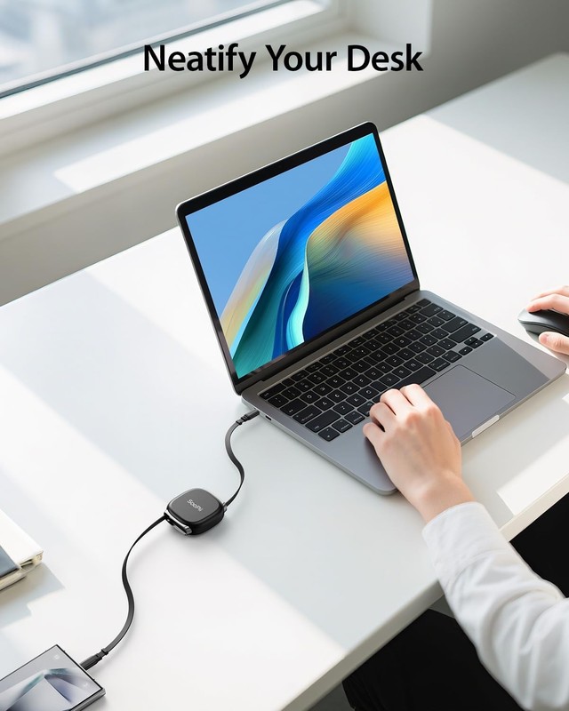USB C to USB C Cable, 240W Retractable USB C Fast Charging Cable with Mag Snap S gallery