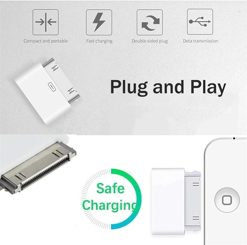 30-Pin To USB C Adapter Charging Data SyncConverter for IPhone 4 4S 3GS IPad 3 2 gallery