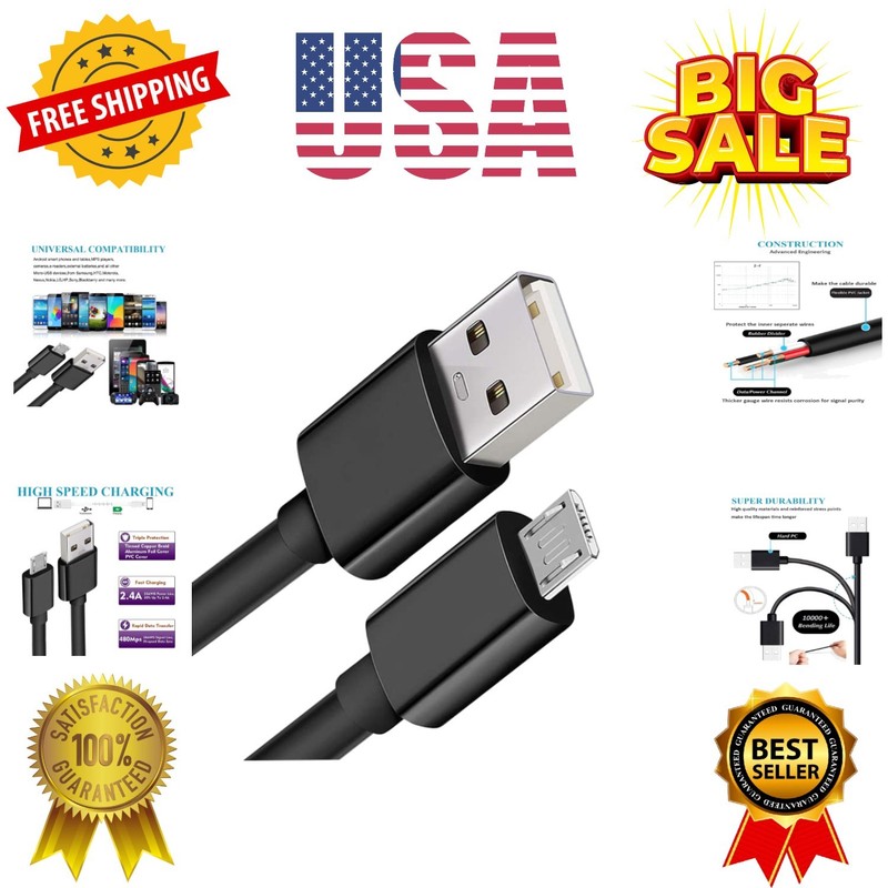 Long 10FT USB to Micro USB Cable Android Charger Cable,Fast Charge Quick Date…