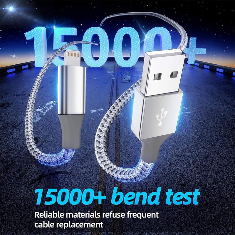 iPhone Charger 3pack 10FT Apple MFi Certified Long Lightning Cable Fast Charging gallery