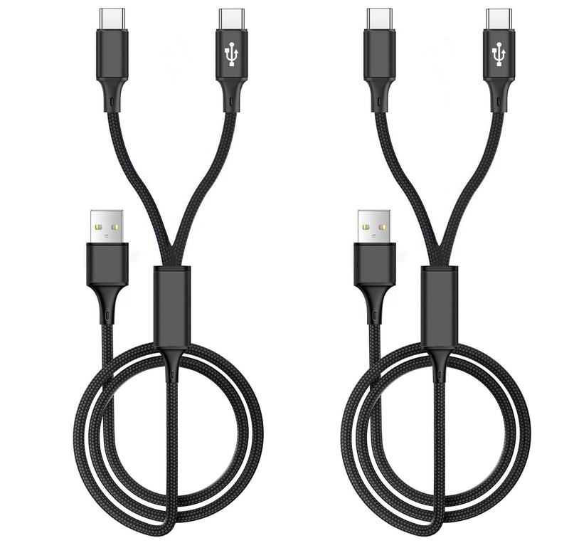 Dual USB-C Splitter Charge Cable, 4ft 2Pack, Power up to 2 USB C Devices at O…
