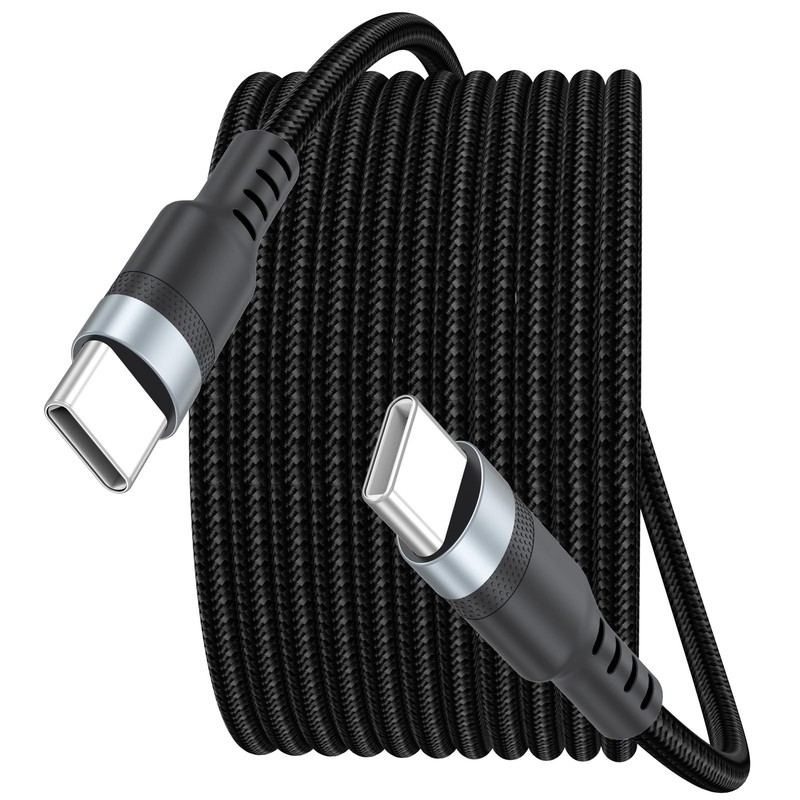USB C Cable Fast Charging Cord 60W 15FT Black Braided Durable Phone Tablet Data