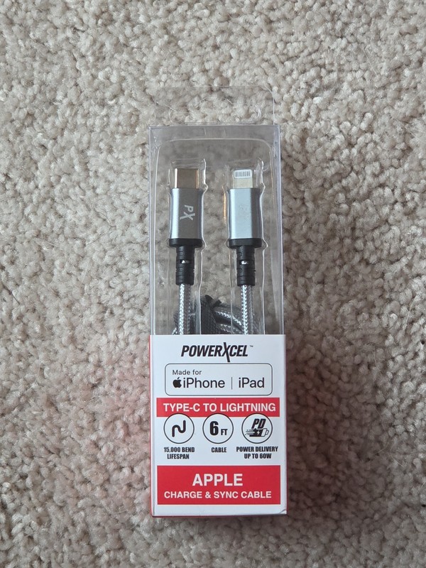 NEW PowerXcel Apple Type-C to Lighting 6ft Charge & Sync Cable ~ Up To 60W