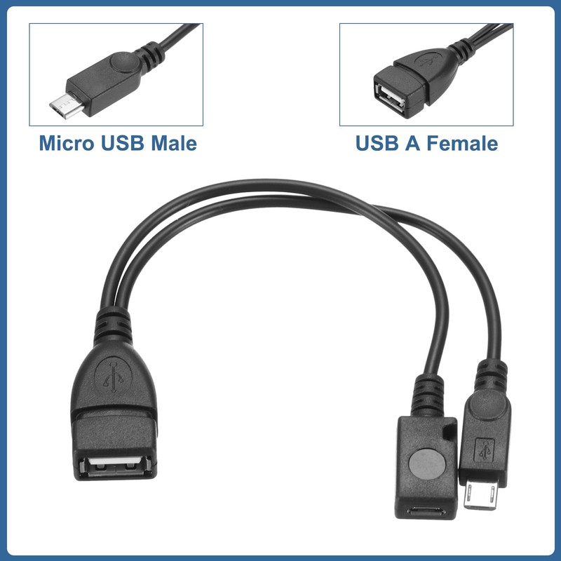 2PCS 2-in-1 Micro USB to USB Adapter OTG Cable Power Cable for Host Devices gallery