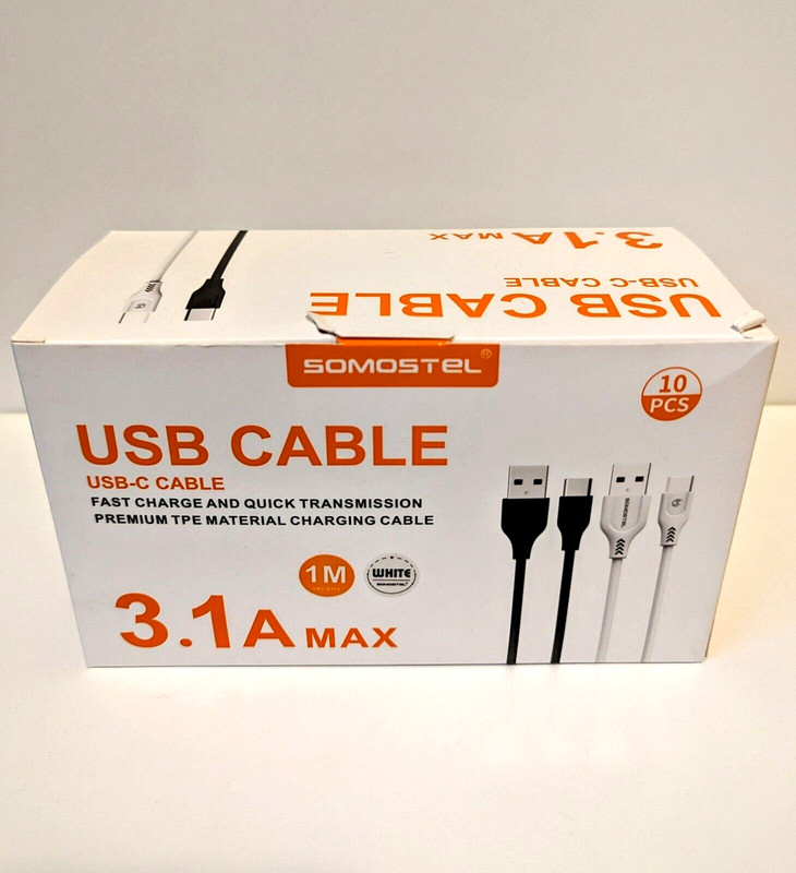 USB C Cable 3.1A / 3.2 feet / 1m / Set of 10 / Black / White / Charging cable gallery