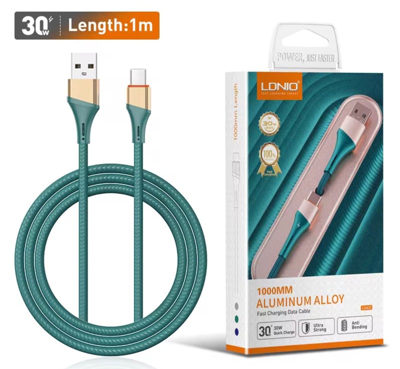 Ldnio 30W Quick Charging Cable – USB to Type C – 3FT Cable – Color Navy Only