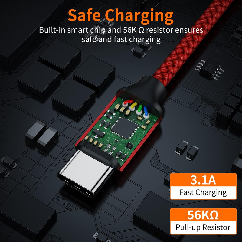 Short USB C Cable 1ft 3Pcs USB A to Type C Fast Charger Cord iPhone 15 16 ProMax gallery