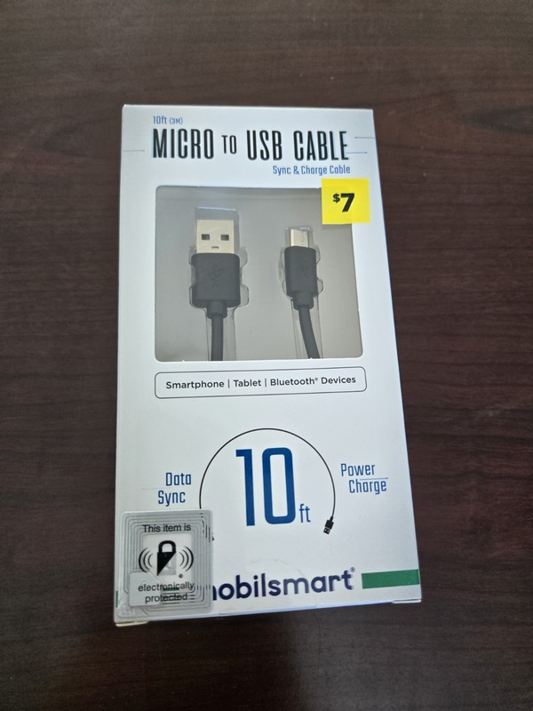 MOBILSMART 10 FT Micro To USB Cable Sync & Charge Cable Charger