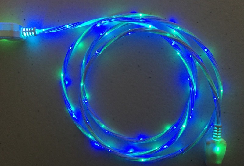 LED DUAL COLOR LIGHT USB El Cable charger FOR ALL MICRO-C TYPE REVERSIBLE PHONES