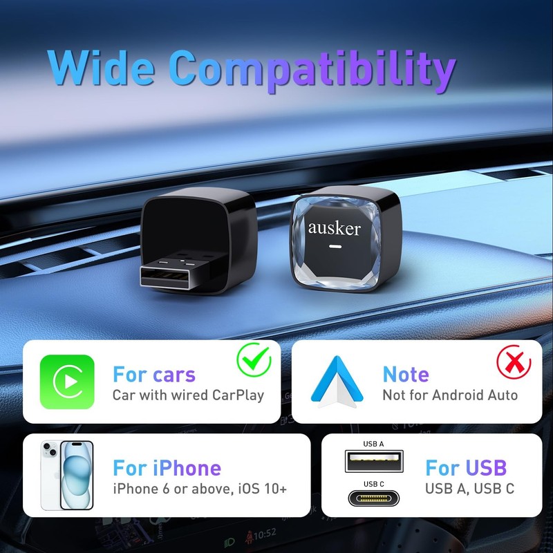 Wireless CarPlay Adapter for iPhone, Mini CarPlay Wireless Adapter with USB A... gallery