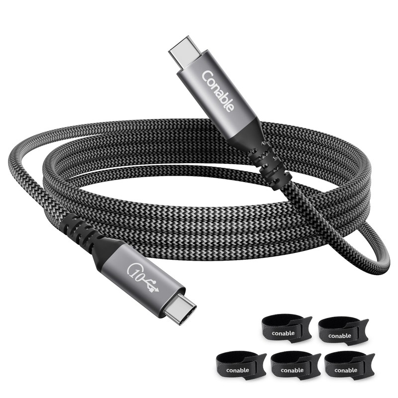 10 FT USB C to C Cable, 3.1 Gen 2, 4K@60Hz, 100W PD, 10Gbps, Braided, 5 Ties