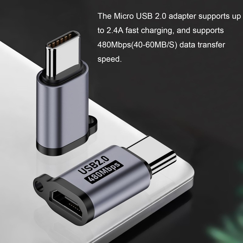 Adaptador Micro USB a USB C 4 Piezas Micro USB Hembra a USB C Macho Carga Datos gallery
