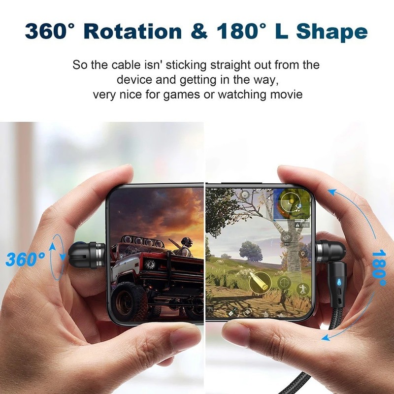 180°+360° Rotate Magnetic Charger Cable Phone Fast Charging Type C Micro USB Lot gallery