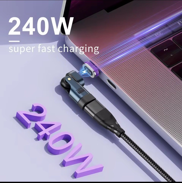 USLION 240W Type C Adapter USB-C to Type-C Fast Charging Cable Magnetic USB C