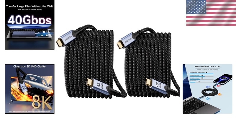 10FT USB 4 Braided Cable 2-Pack - Fast Charging & Universal Compatibility gallery