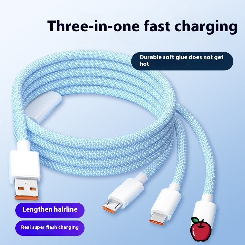 3 in 1 Super Fast USB Charging Cable Cord For iPhone Samsung Android Universal