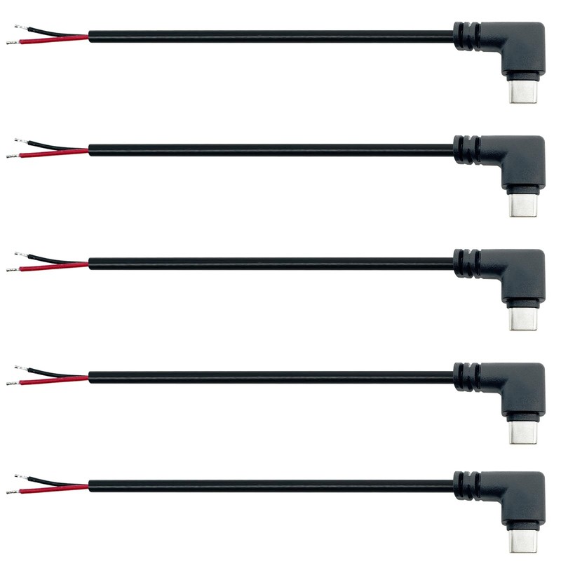 5Pcs 25CM 22AWG Right Angle USB -2 Core Pigtail Cable, 3A 5V 90Degree USB-Plu…