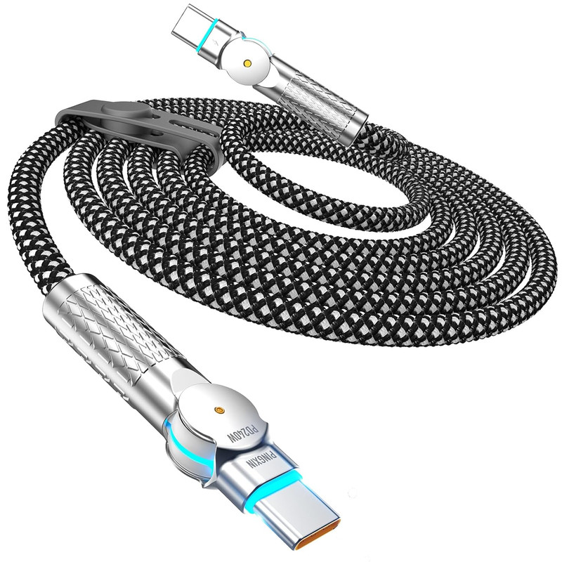 USB C to USB C Cable 10FT 240W, 180°Rotating USB C Cable Braided Type C Charg…
