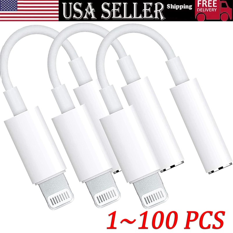 For iPhone Headphone Adapter Jack 8 Pin to 3.5mm Aux Cord Dongle Converter Lot