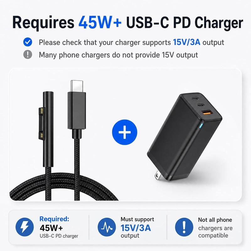 Surface Connect to USB C Charging Cable Nylon Braided 6ft, Compatible for Mic... gallery