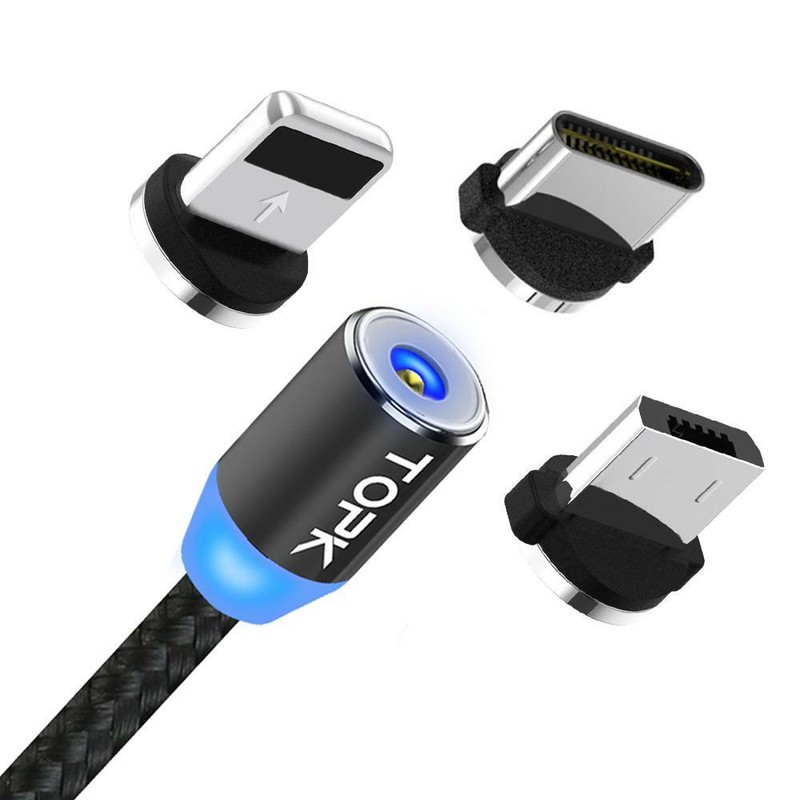 Magnetic Phone Charger 2 Nylon Cables, 3 In 1 Pack, 2m (6.6ft) 1m (3.3ft)