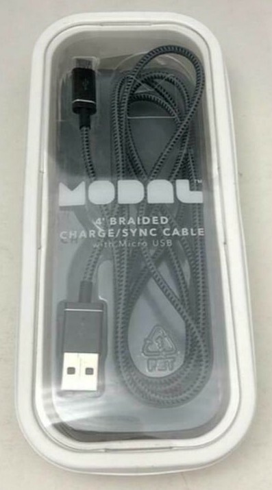 NEW Modal MD-MMUBG 4′ Braided Black Micro USB Charge & Sync Charging Cable
