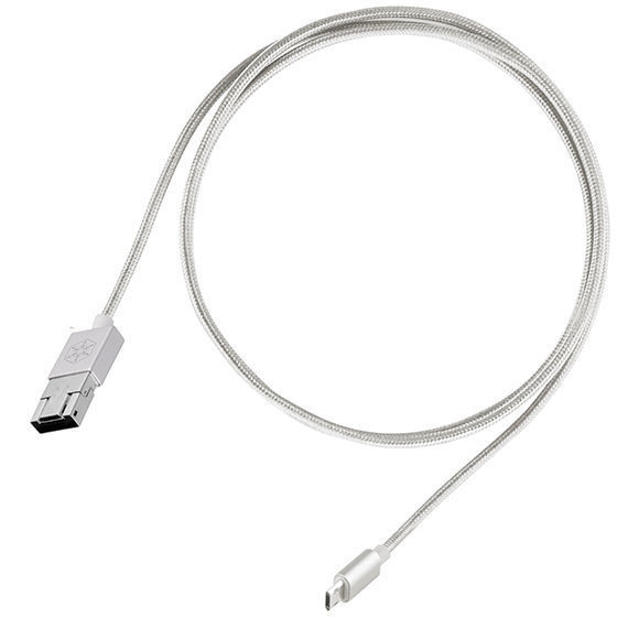Silverstone CPU02S (Silver) 2-in-1 Micro-USB Combo USB-A to Micro-B Cable