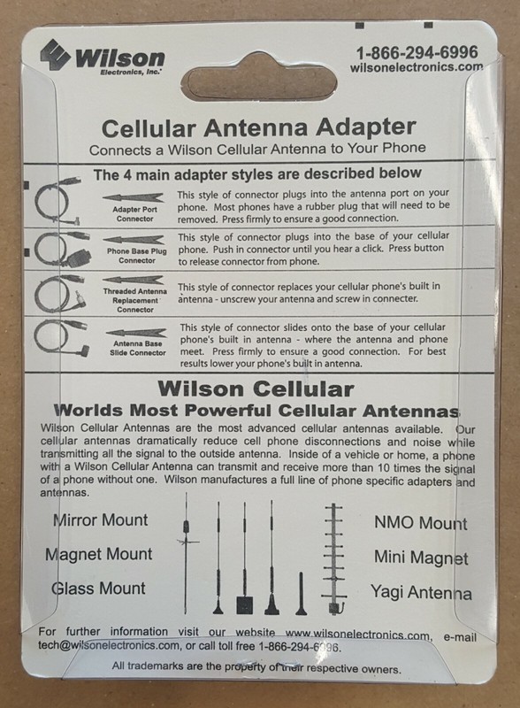 Wilson 359909 Cellular Ant to Cellphone Adapter * for Select Various Cellphones gallery