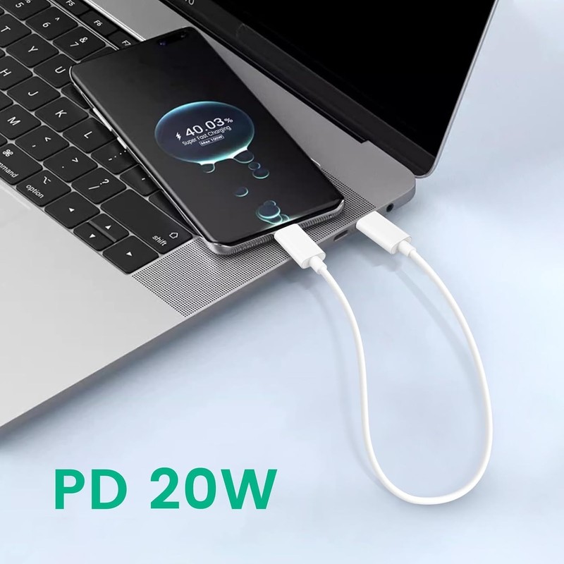 Performance Pack: 5 USB-C to Type-C Fast Charge Cables - 1ft White TPE Wires gallery
