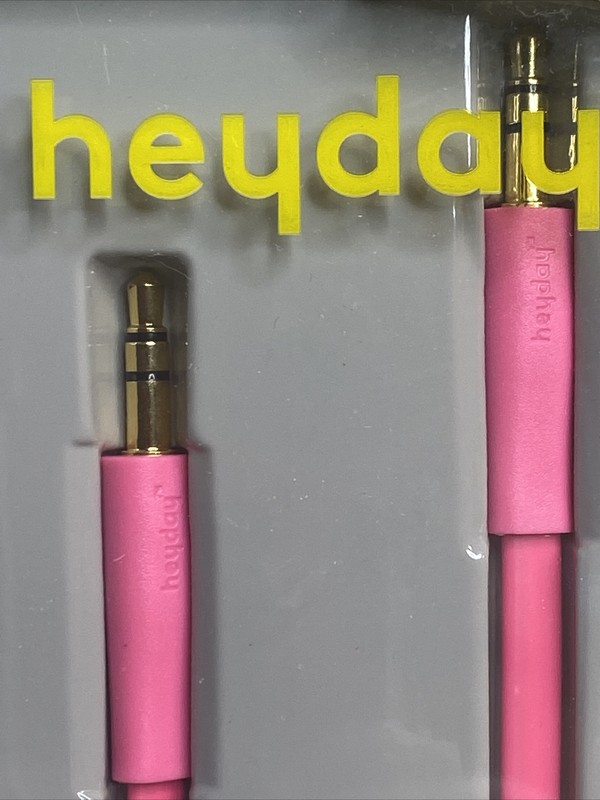 Heyday Audio Cable Pink Cord Adapter 3.5mm Auxilary Plug 3ft Length A1 gallery