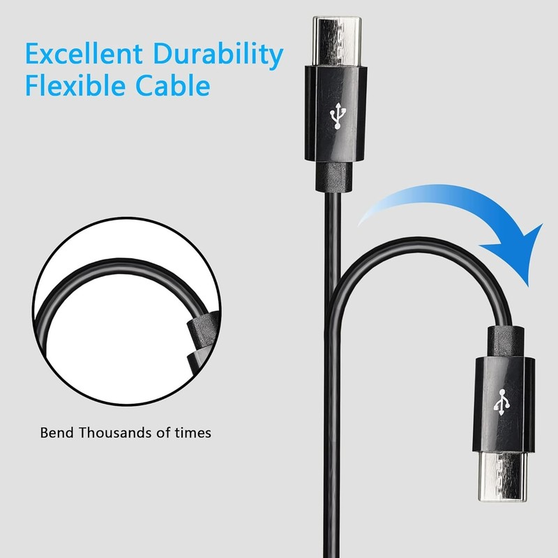 Compact 1ft 4-in-1 USB A to Type C Splitter Cable - Heat Resistant Black Design gallery