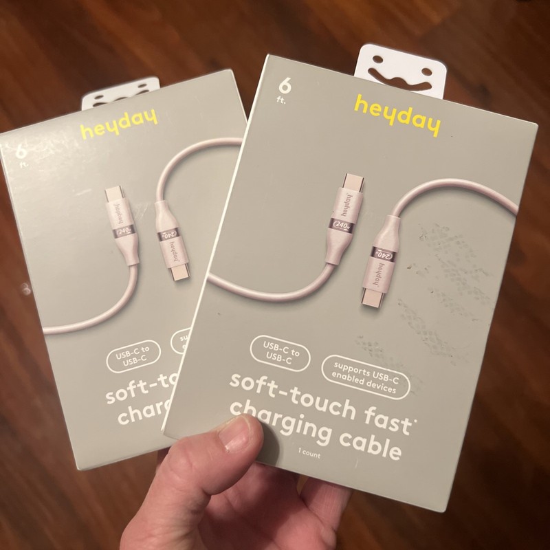 2pk 6′ USB-C to USB-C Fast Charging Silicone Cable – heyday White Clay