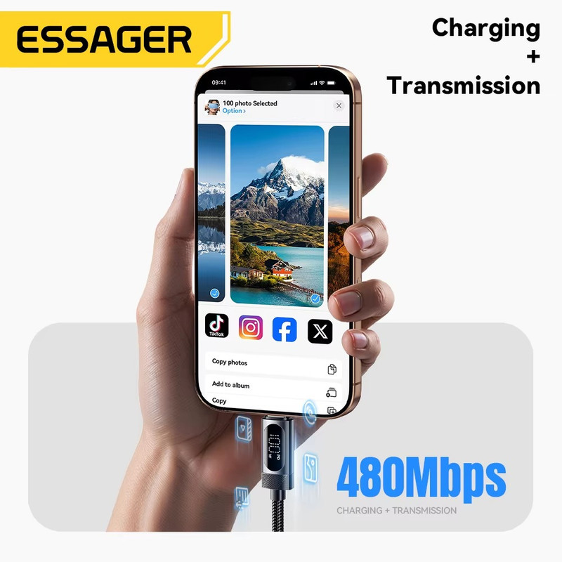100W USB-C To C Cable 5A PD Fast Charging LED Display Lead For Samsung iPhone gallery