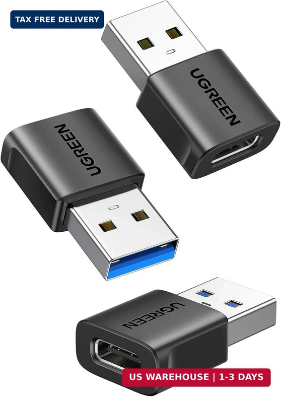 UGREEN USB to USB C Adapter 3Pack, 10Gbps USB C Female to USB 3.0 Male Adapter T