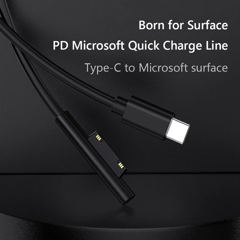 2 PACK Surface Pro 4 5 6 Book Laptop 5' Charging Cable USB-C PD 45W 15V 3A USB C gallery