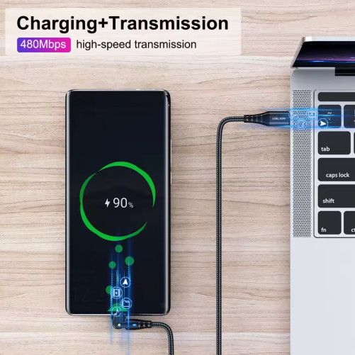 USLION PD 60W USB C to USB Type C Cable For Xiaomi Samsung S23 Macbook 180 Rotat gallery