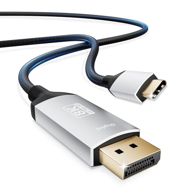 Usbc To Displayport Adapter Cable Short 1.2m/4ft Braided Usb Type C To Dp 1.2 Co