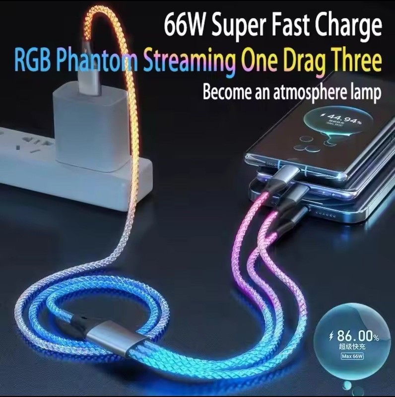 USB To USB C Cable RGB LED Light Fast Charging Cord Type C Charger gallery