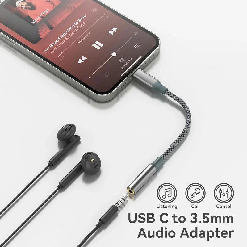 USB C to Aux Audio Dongle Cable Cord, Type C to 3.5Mm Female Headphone Jack Adap gallery