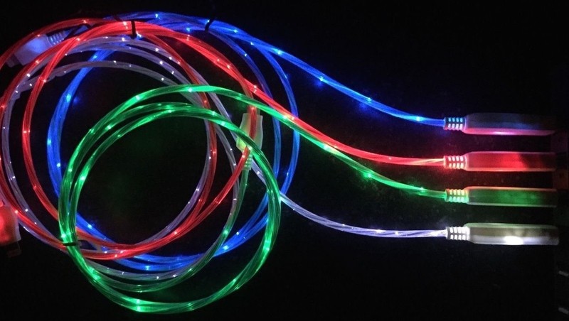FLOWING LED LIGHT-UP USB charge Data Sync Cable charger FOR SAMSUNG LG HTC MICRO