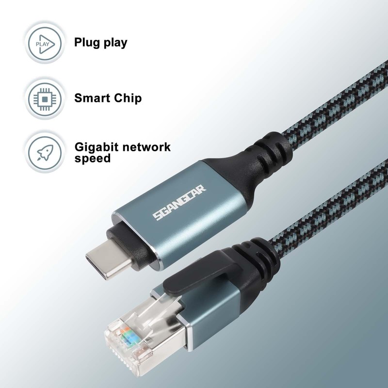 USB C to Ethernet Cable,40 Feet Type C to Gigabit Ethernet Cable,USB C to RJ4... gallery