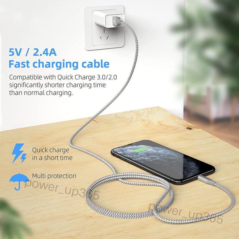 3 Port Fast Charger Adapter 10Ft USB Charging Cable For iPhone 14 13 12 11 XR SE gallery