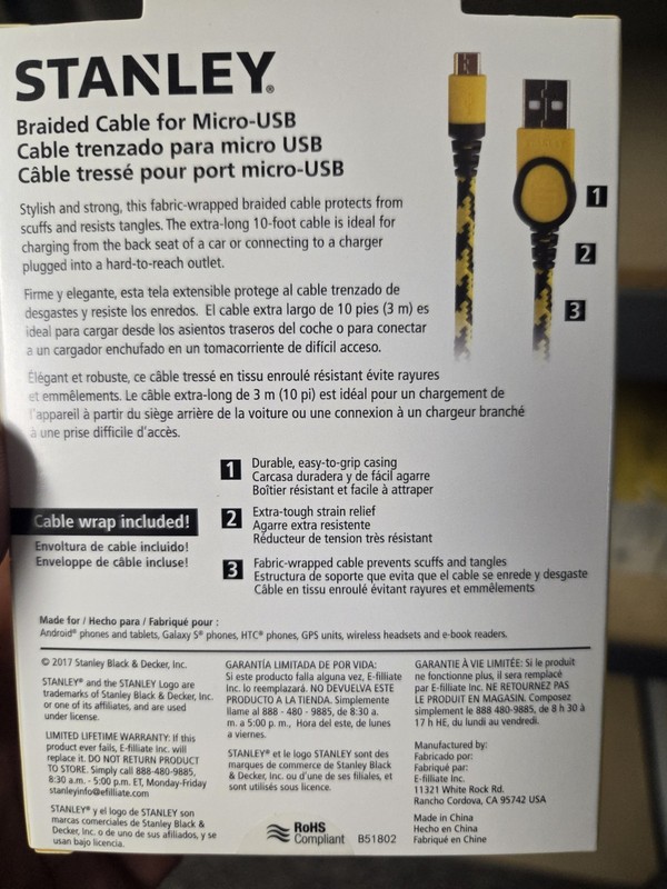 Stanley 10' Braided Data / Charging Cable For Micro-USB gallery