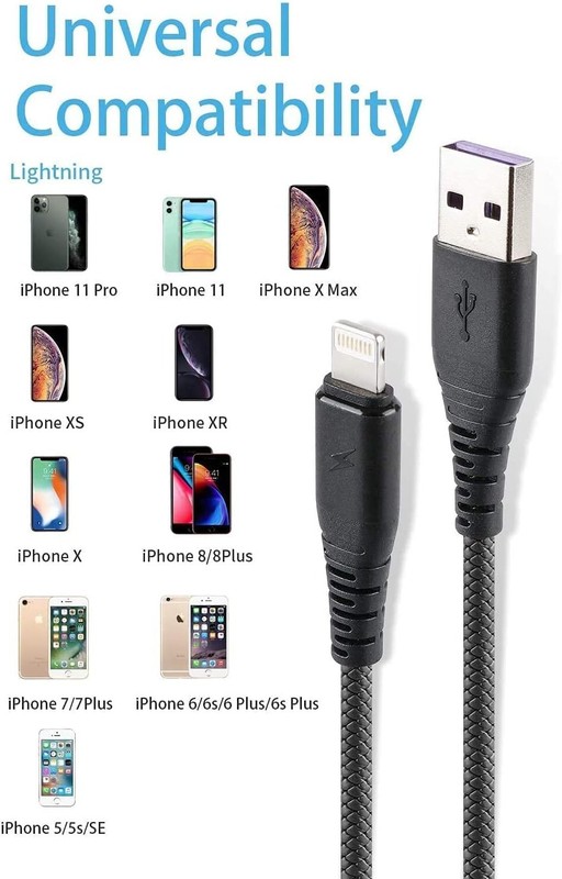 2pk Apple iPhone / iPad 6 FT LIGHTNING/USB Charging Cable, MFi Certified, NEW! gallery