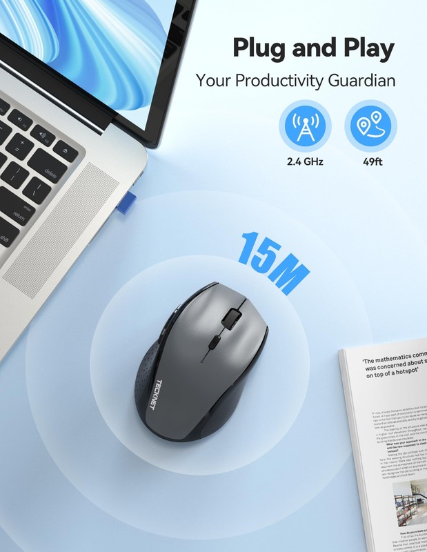 TECKNET Wireless Mouse Rechargeable,Mouse for Laptop Computer,2.4G USB Comput... gallery
