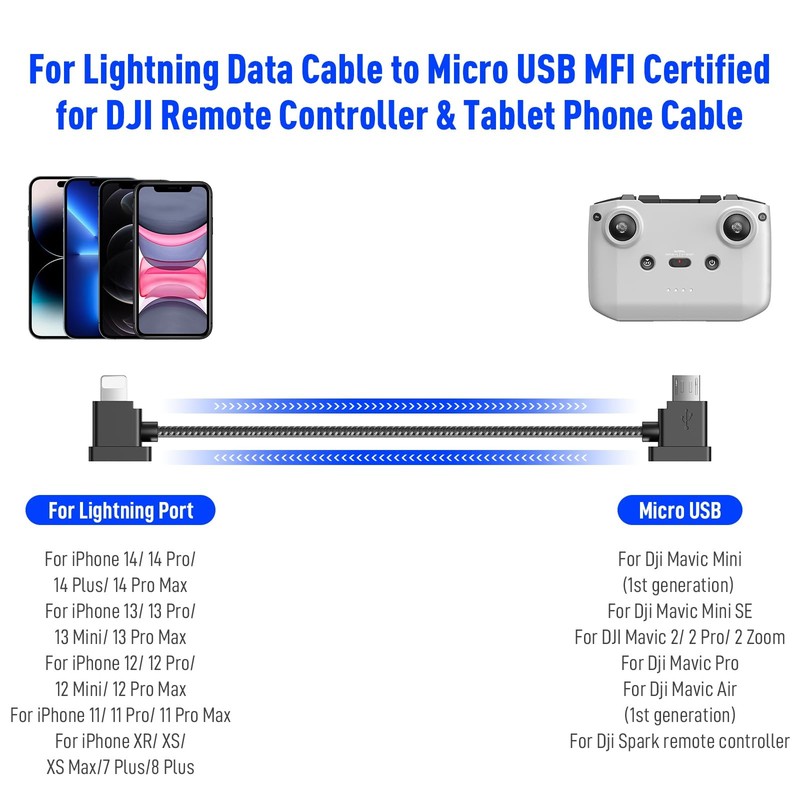 Micro USB to Lighting Remote Controller Cable for DJI Mavic Mini 1st Gen Mini... gallery